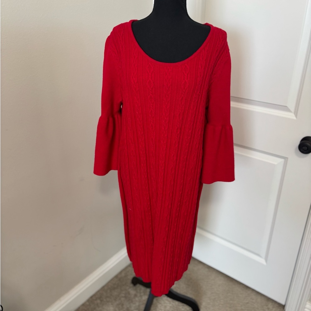 Jessica London Bold Red Long Sleeve Dress